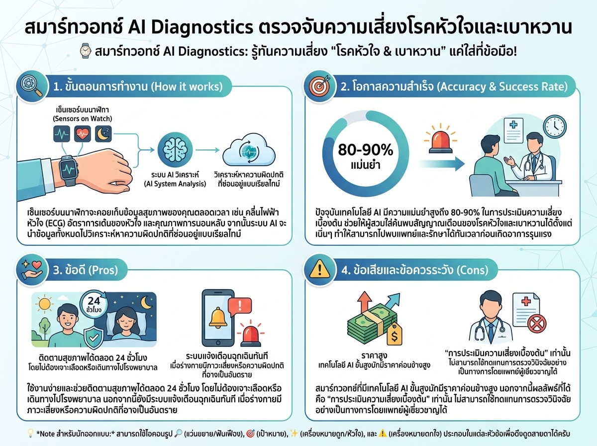 สมาร์ทวอทช์ AI Diagnostics ตรวจจับความเสี่ยงโรคหัวใจและเบาหวาน