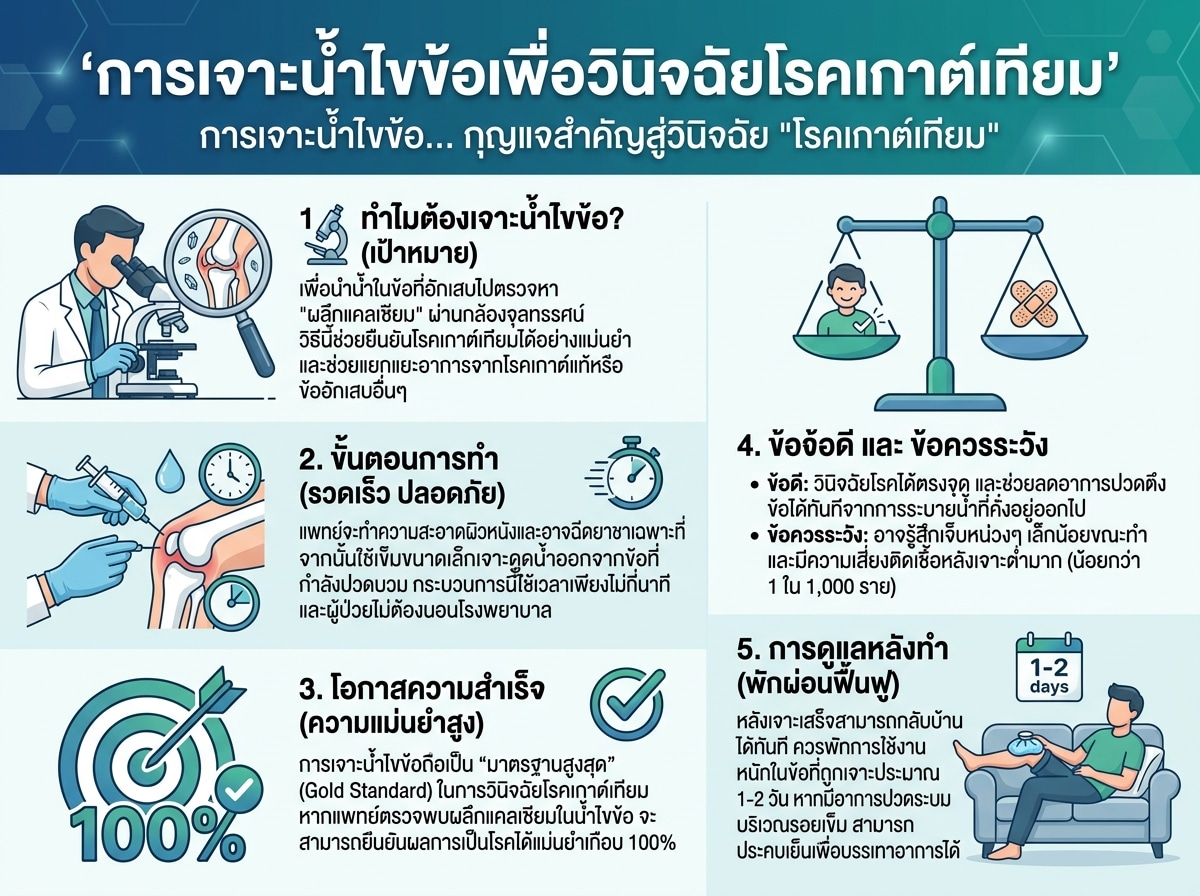 การเจาะน้ำไขข้อเพื่อวินิจฉัยโรคเกาต์เทียม