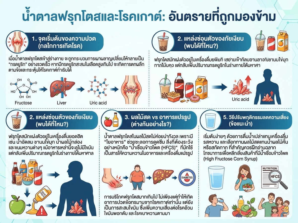 น้ำตาลฟรุกโตสและโรคเกาต์: อันตรายที่ถูกมองข้าม