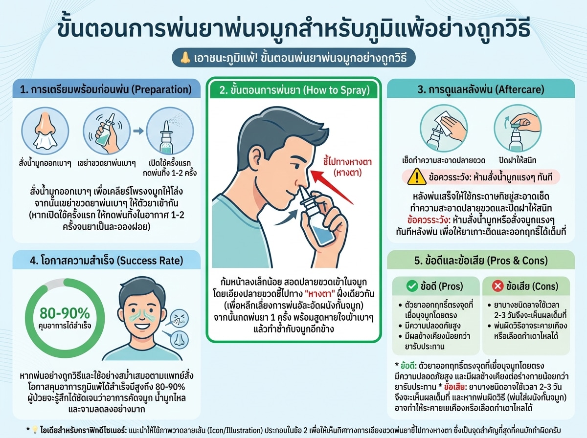 ขั้นตอนการพ่นยาพ่นจมูกสำหรับภูมิแพ้อย่างถูกวิธี