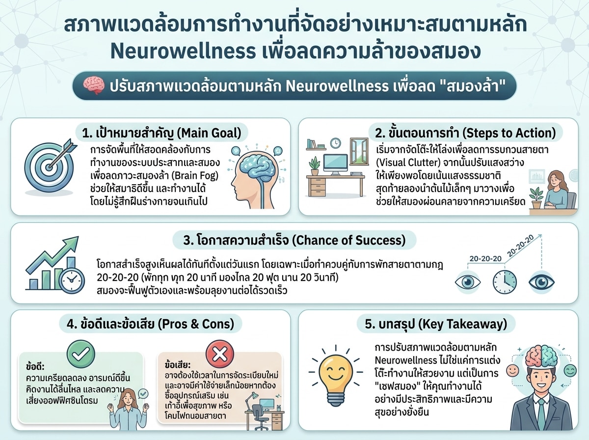 สภาพแวดล้อมการทำงานที่จัดอย่างเหมาะสมตามหลัก Neurowellness เพื่อลดความล้าของสมอง