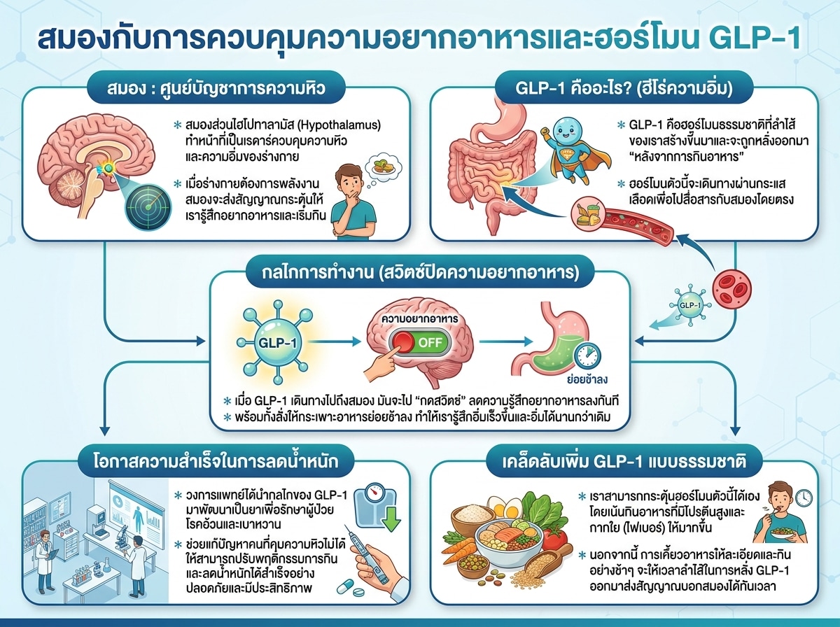 สมองกับการควบคุมความอยากอาหารและฮอร์โมน GLP-1