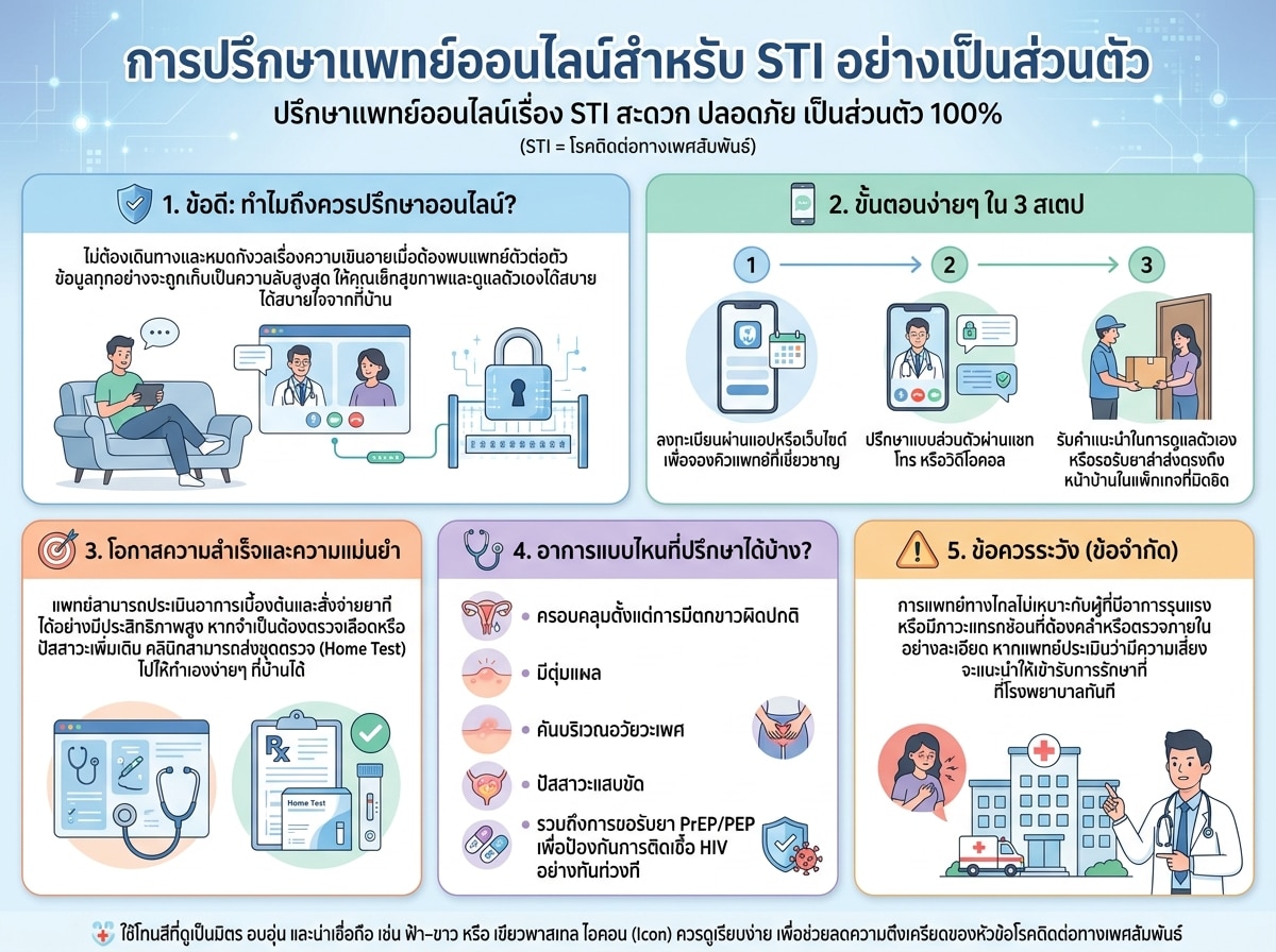 การปรึกษาแพทย์ออนไลน์สำหรับ STI อย่างเป็นส่วนตัว