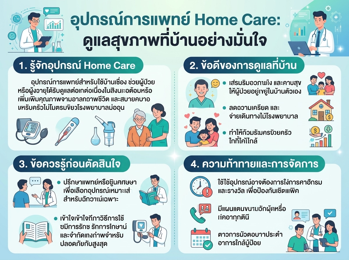 ภาพอุปกรณ์การแพทย์ Home Care สำหรับดูแลสุขภาพที่บ้าน