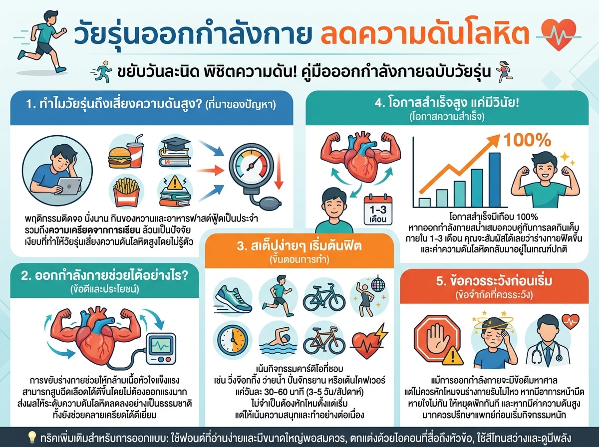 วัยรุ่นออกกำลังกาย ลดความดันโลหิต