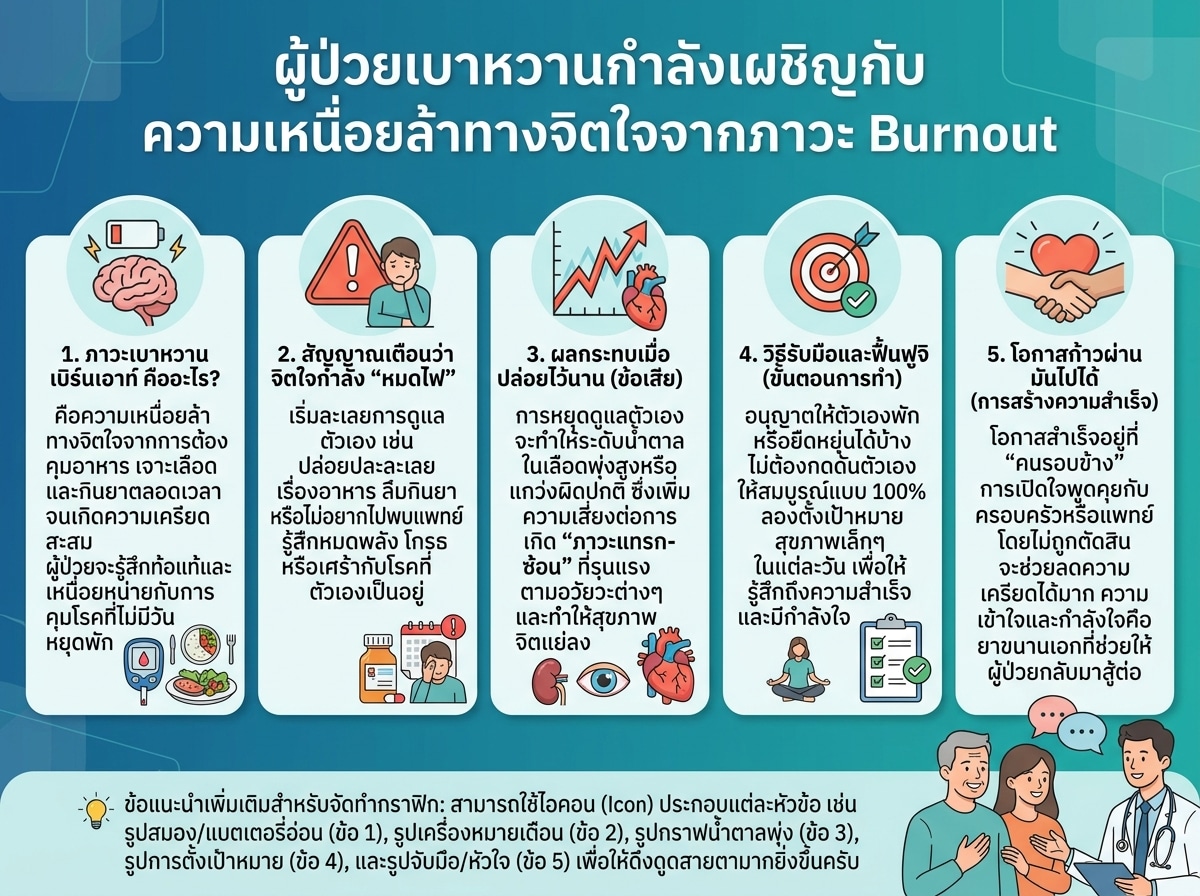 ผู้ป่วยเบาหวานกำลังเผชิญกับความเหนื่อยล้าทางจิตใจจากภาวะ Burnout