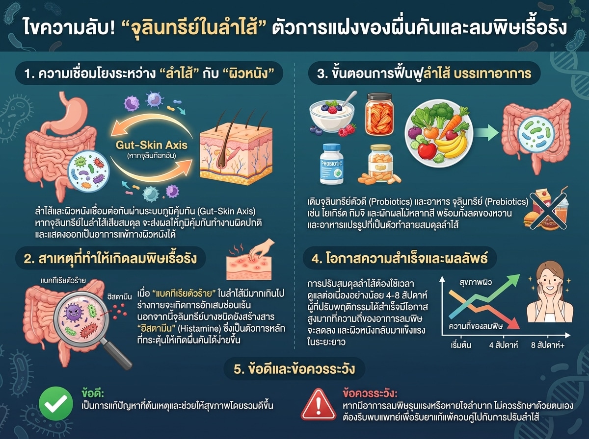 จุลินทรีย์ในลำไส้และความเชื่อมโยงกับผื่นคัน ลมพิษเรื้อรัง