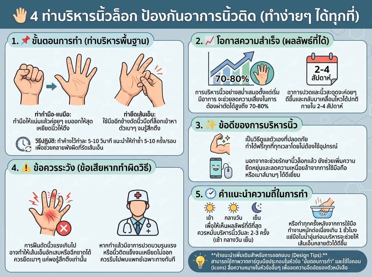 ท่าบริหารนิ้วล็อก ป้องกันอาการนิ้วติด