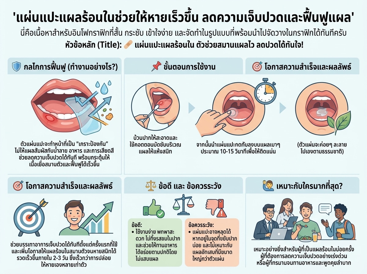 แผ่นแปะแผลร้อนในช่วยให้หายเร็วขึ้น ลดความเจ็บปวดและฟื้นฟูแผล