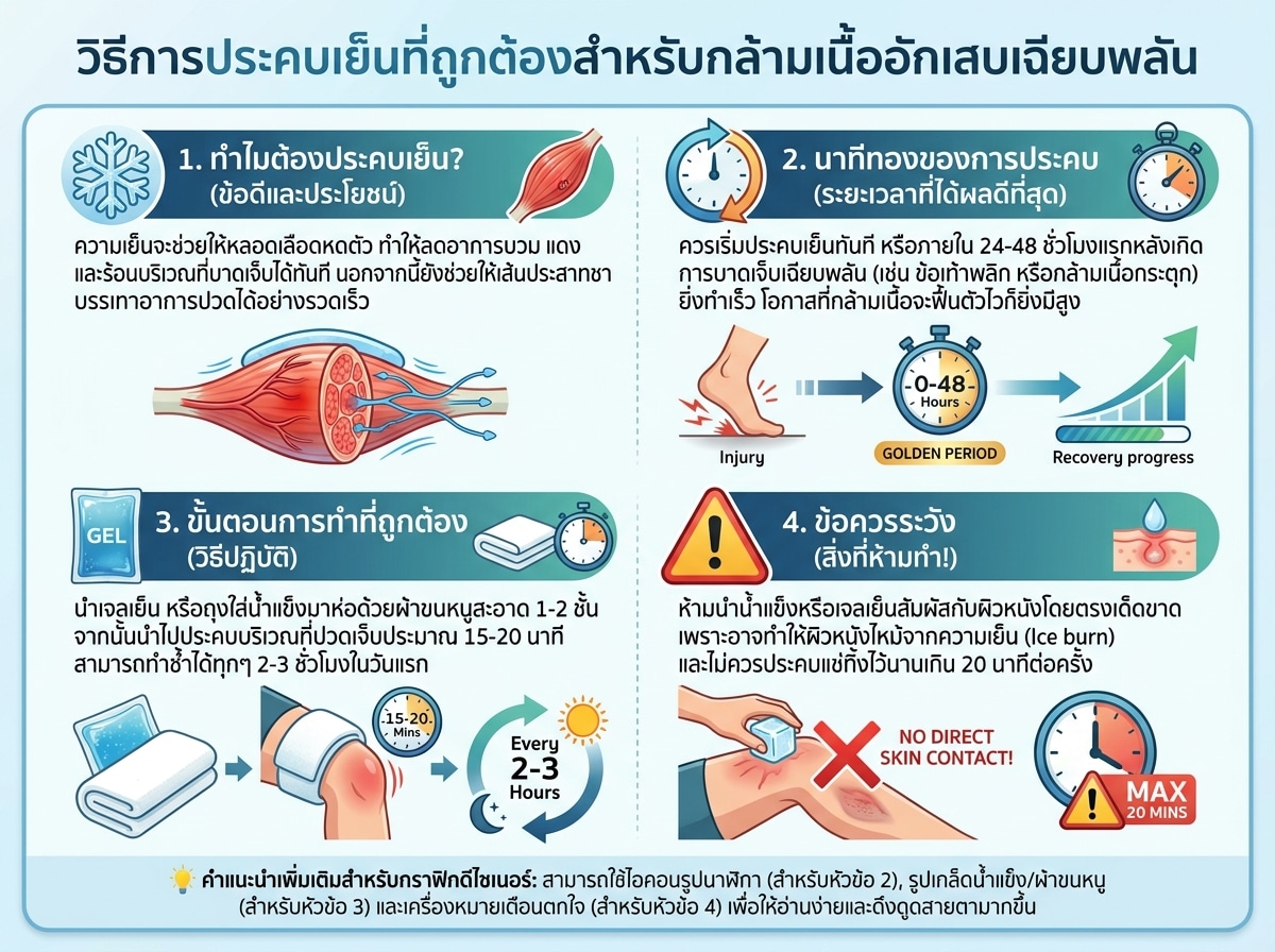 วิธีการประคบเย็นที่ถูกต้องสำหรับกล้ามเนื้ออักเสบเฉียบพลัน