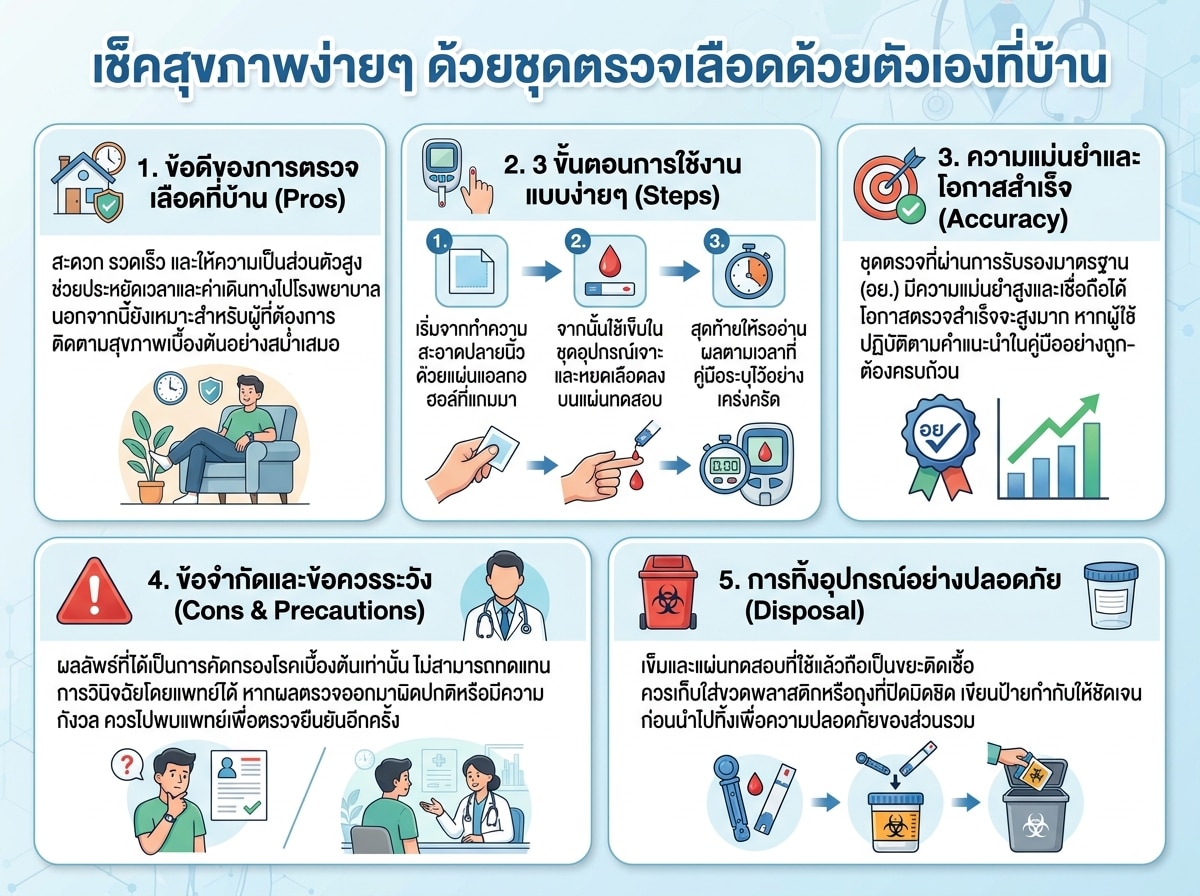 คนกำลังใช้ชุดตรวจเลือดที่บ้านด้วยตัวเอง