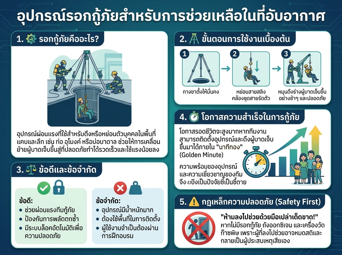 อุปกรณ์รอกกู้ภัยสำหรับการช่วยเหลือในที่อับอากาศ