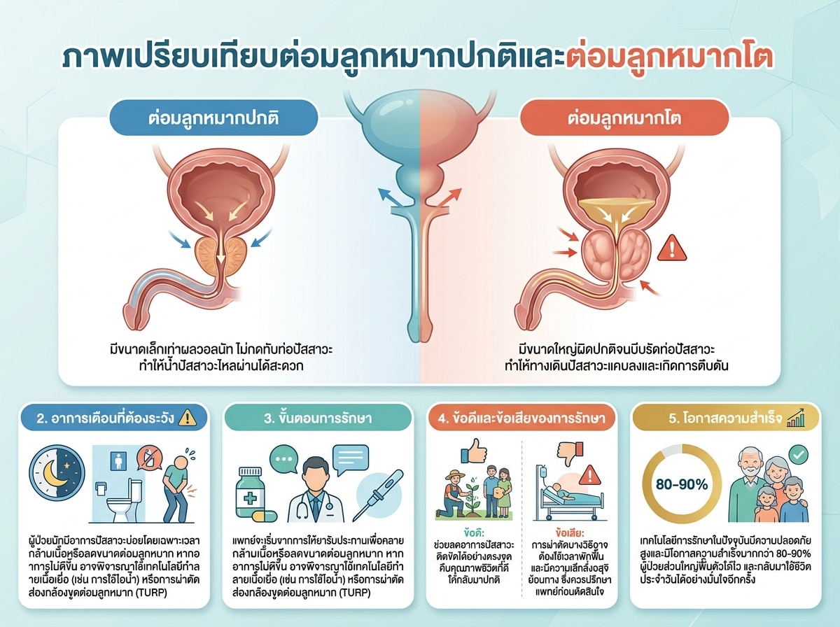 ภาพเปรียบเทียบต่อมลูกหมากปกติและต่อมลูกหมากโต