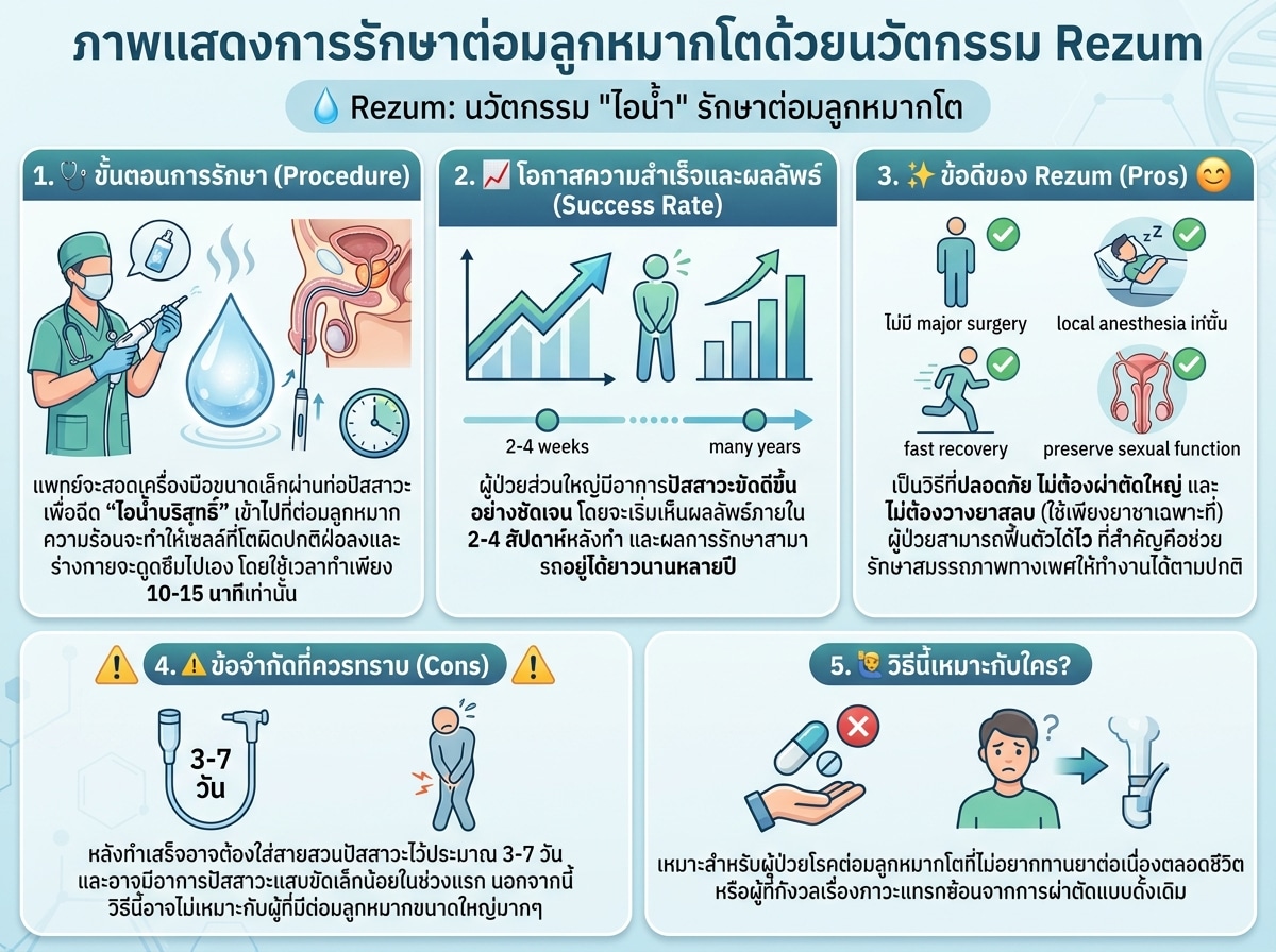 ภาพแสดงการรักษาต่อมลูกหมากโตด้วยนวัตกรรม Rezum