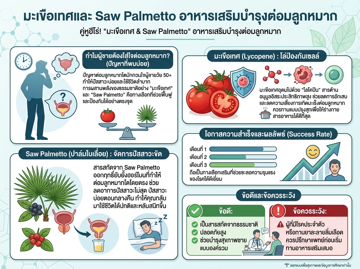 มะเขือเทศและ Saw Palmetto อาหารเสริมบำรุงต่อมลูกหมาก