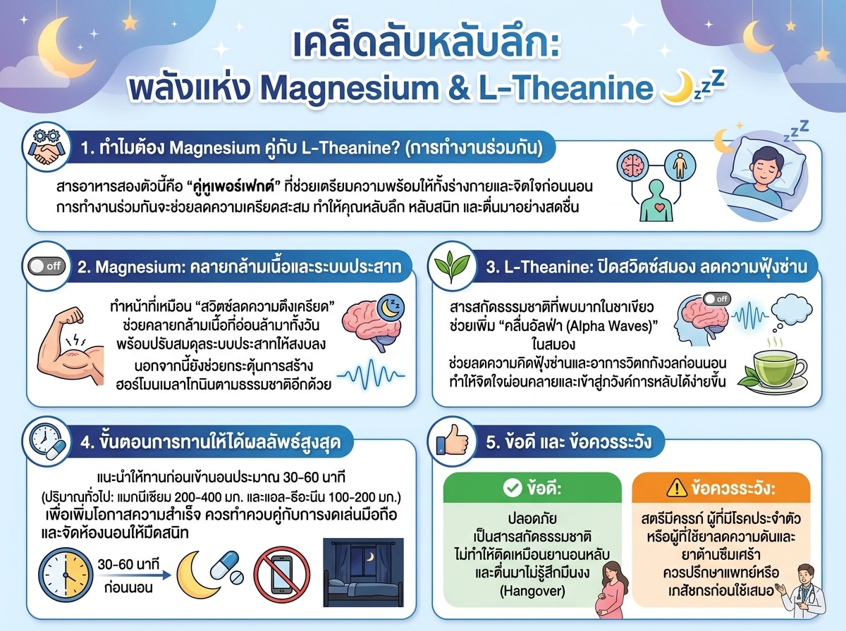 อาหารเสริม Magnesium และ L-Theanine ช่วยให้นอนหลับอย่างมีคุณภาพ