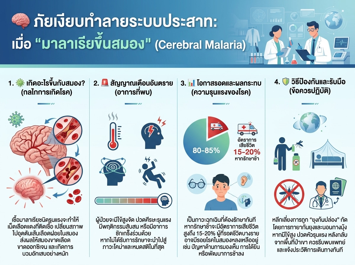 สมองที่ได้รับผลกระทบจากมาลาเรียขึ้นสมอง
