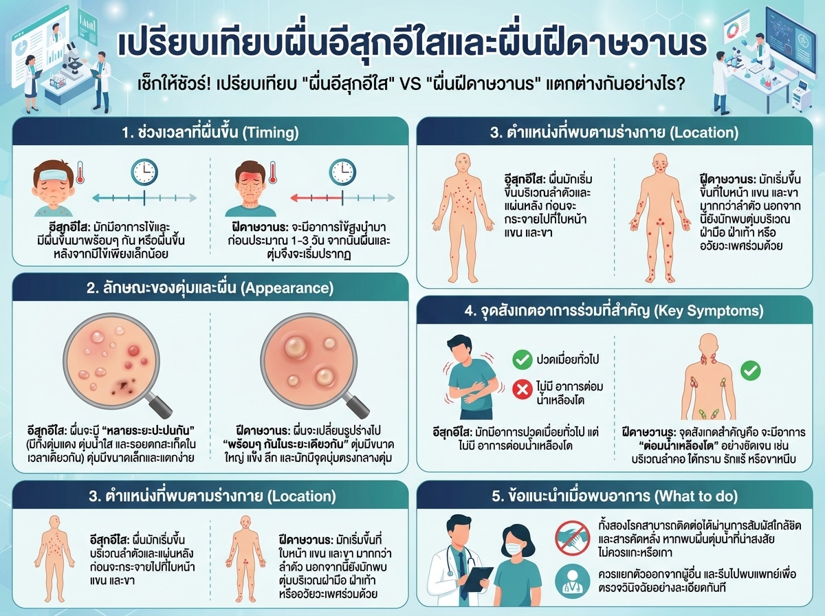 เปรียบเทียบผื่นอีสุกอีใสและผื่นฝีดาษวานร