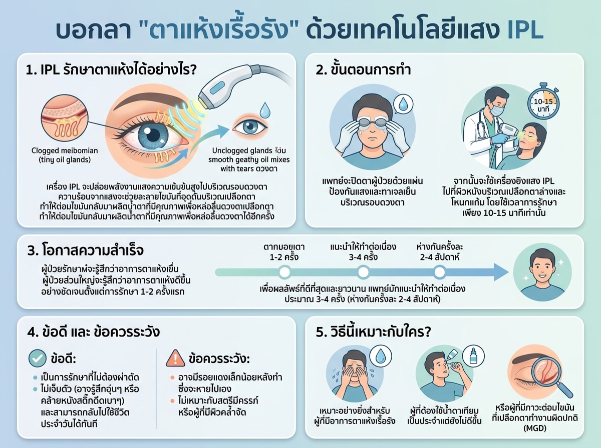 แพทย์กำลังใช้เครื่อง IPL เพื่อรักษาอาการตาแห้งเรื้อรังของผู้ป่วย
