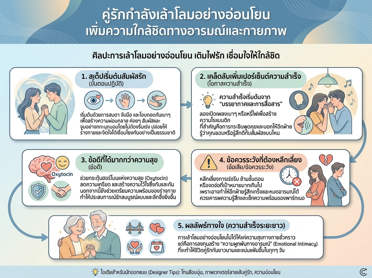 คู่รักกำลังเล้าโลมอย่างอ่อนโยน เพิ่มความใกล้ชิดทางอารมณ์และกายภาพ