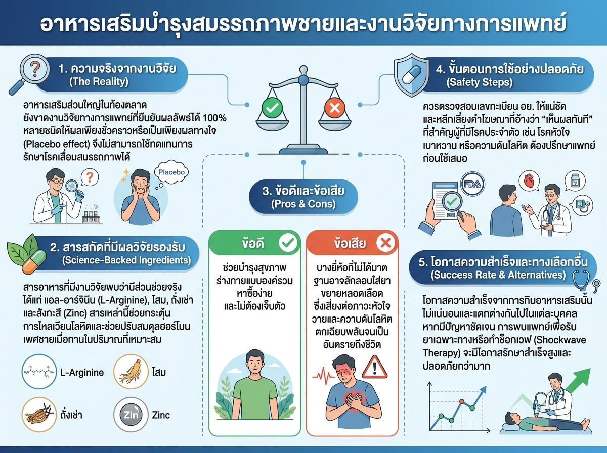 อาหารเสริมบำรุงสมรรถภาพชายและงานวิจัยทางการแพทย์
