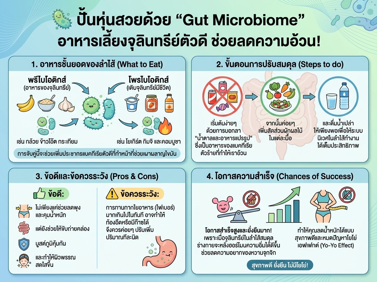 อาหารสำหรับ Gut Microbiome จุลินทรีย์ตัวดีในลำไส้ช่วยลดความอ้วน