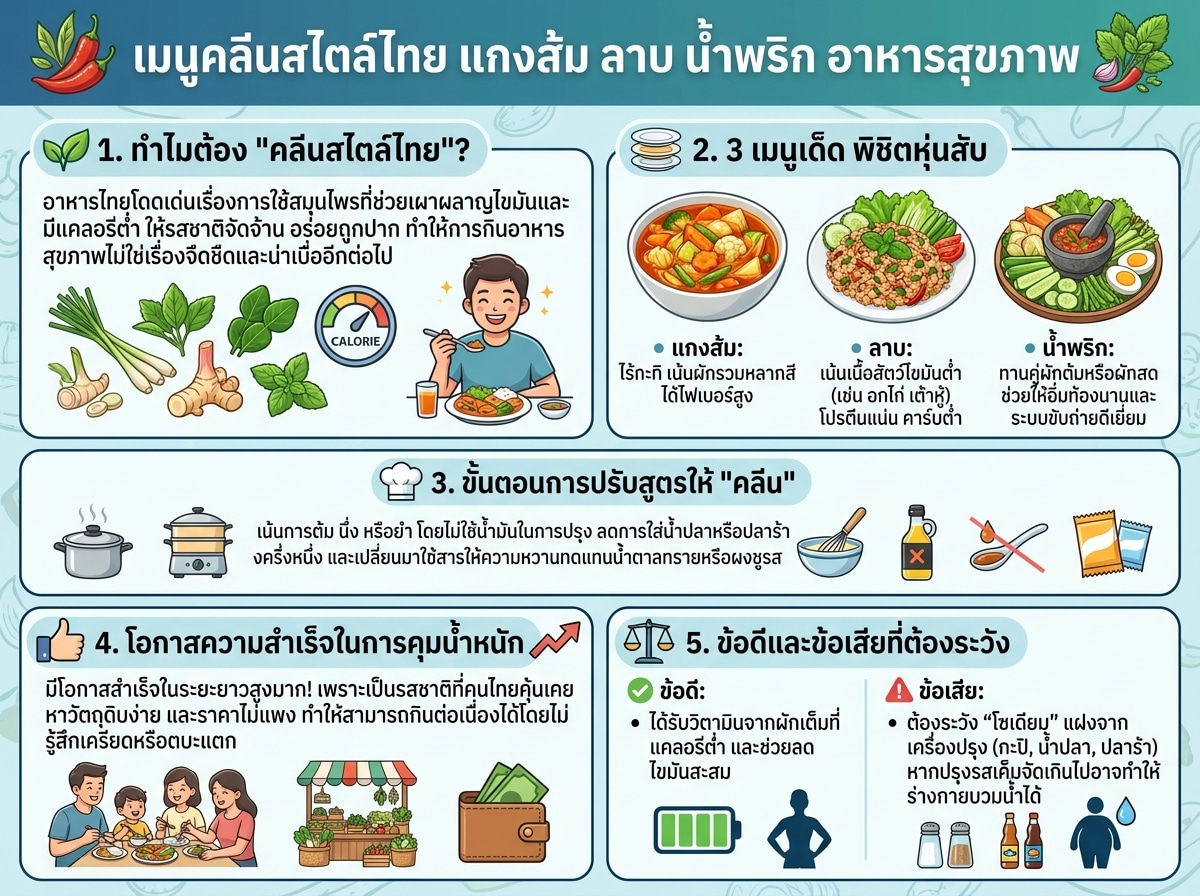 เมนูคลีนสไตล์ไทย แกงส้ม ลาบ น้ำพริก อาหารสุขภาพ