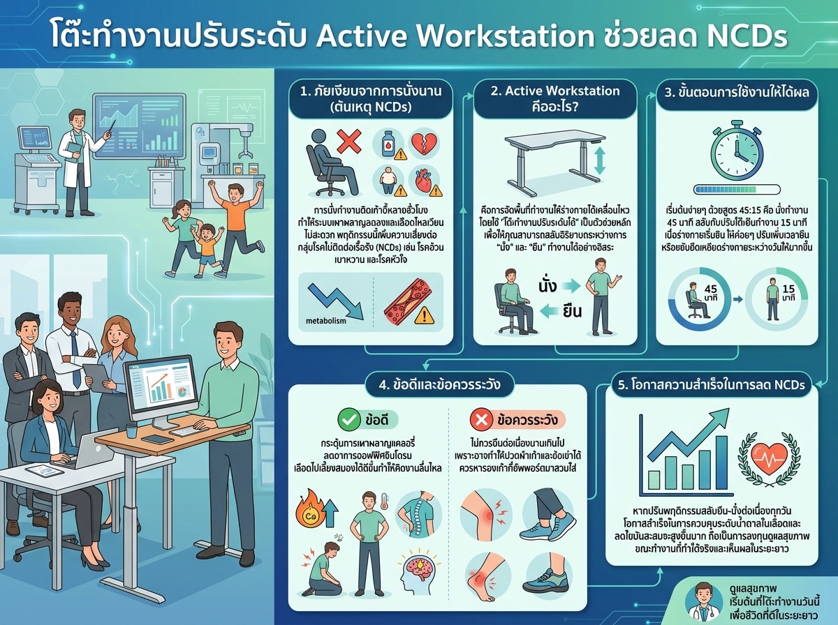 โต๊ะทำงานปรับระดับ Active Workstation ช่วยลด NCDs