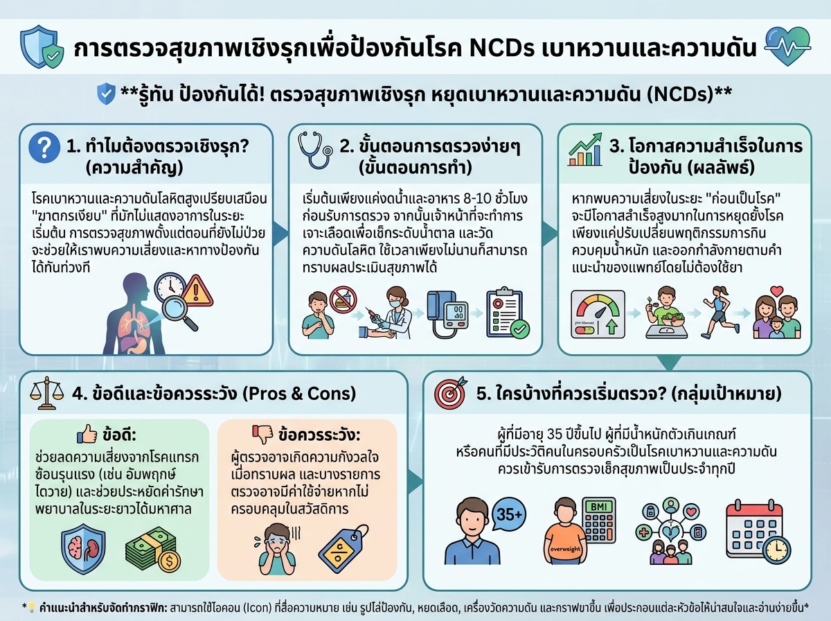 การตรวจสุขภาพเชิงรุกเพื่อป้องกันโรค NCDs เบาหวานและความดัน