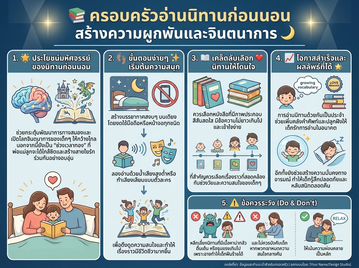 ครอบครัวอ่านนิทานก่อนนอนสร้างความผูกพันและจินตนาการ