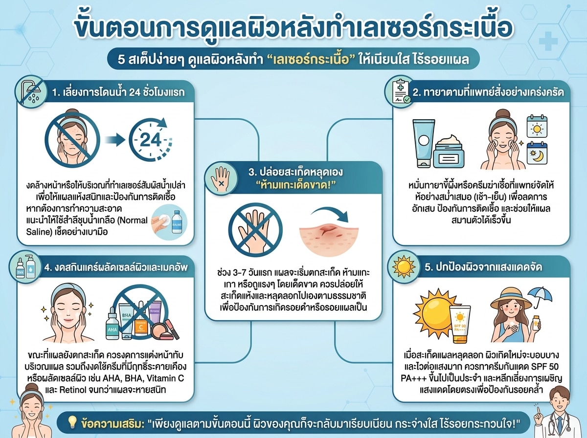 ขั้นตอนการดูแลผิวหลังทำเลเซอร์กระเนื้อ