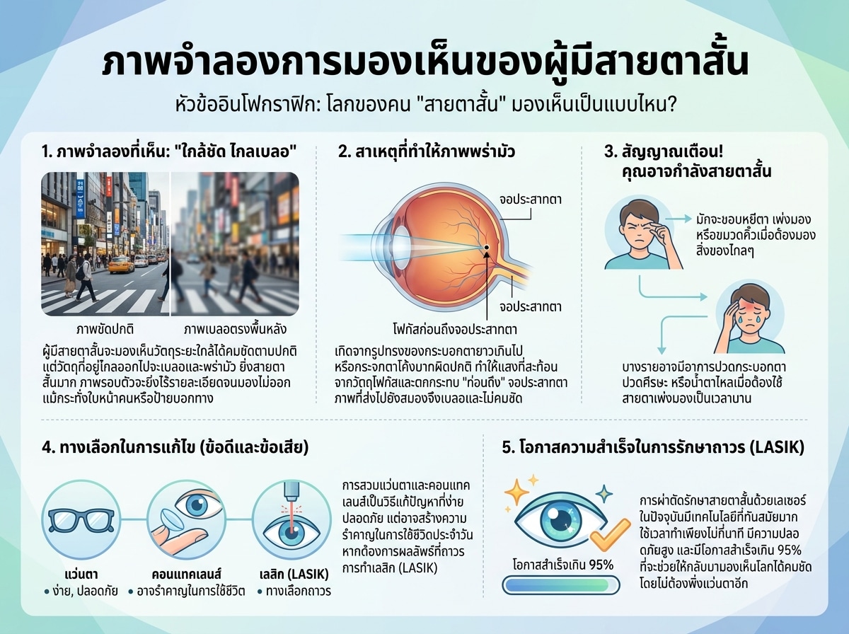 ภาพจำลองการมองเห็นของผู้มีสายตาสั้น