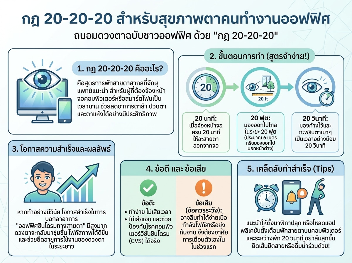 กฎ 20-20-20 สำหรับสุขภาพตาคนทำงานออฟฟิศ
