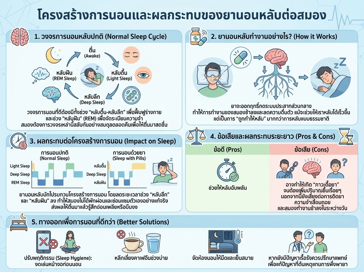 โครงสร้างการนอนและผลกระทบของยานอนหลับต่อสมอง