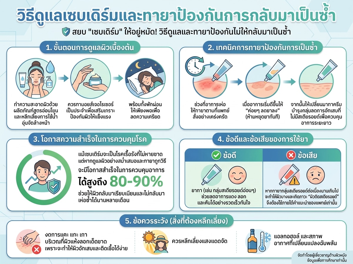 วิธีดูแลเซบเดิร์มและทายาป้องกันการกลับมาเป็นซ้ำ