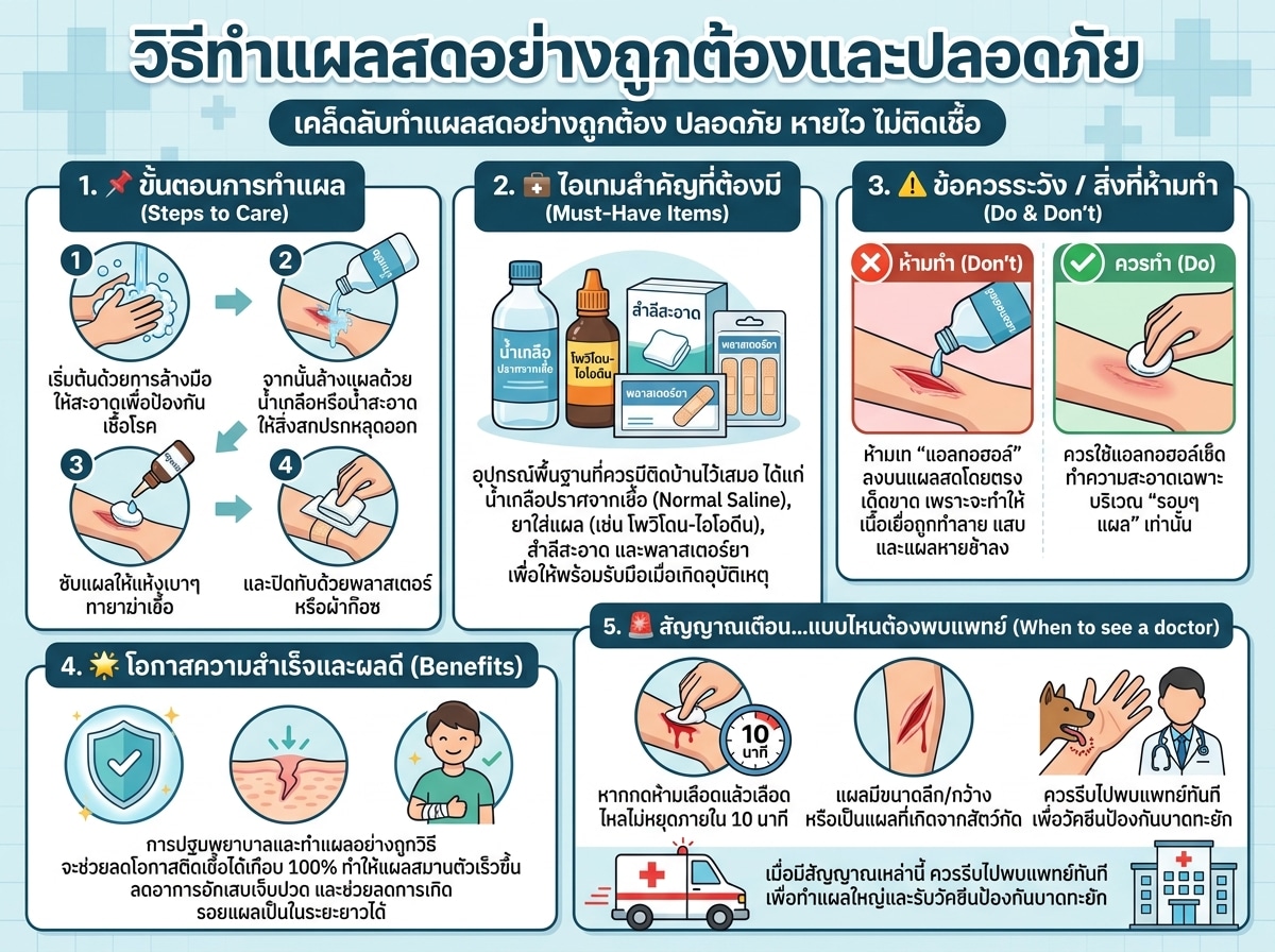 วิธีทำแผลสดอย่างถูกต้องและปลอดภัย