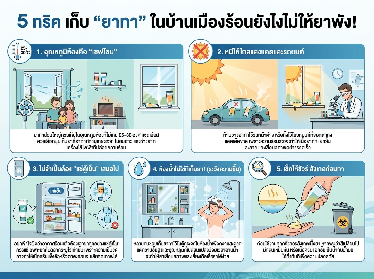 วิธีเก็บยาทาในบ้านในเมืองร้อนอย่างถูกวิธี