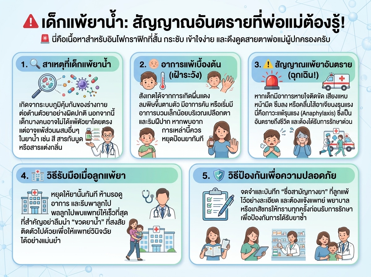 เด็กแพ้ยาน้ำ สัญญาณแพ้ยาอันตราย