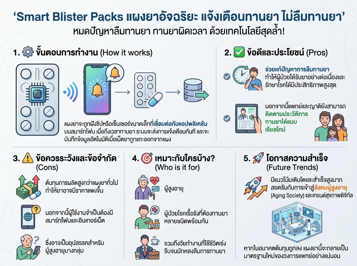 Smart Blister Packs แผงยาอัจฉริยะ แจ้งเตือนทานยา ไม่ลืมทานยา