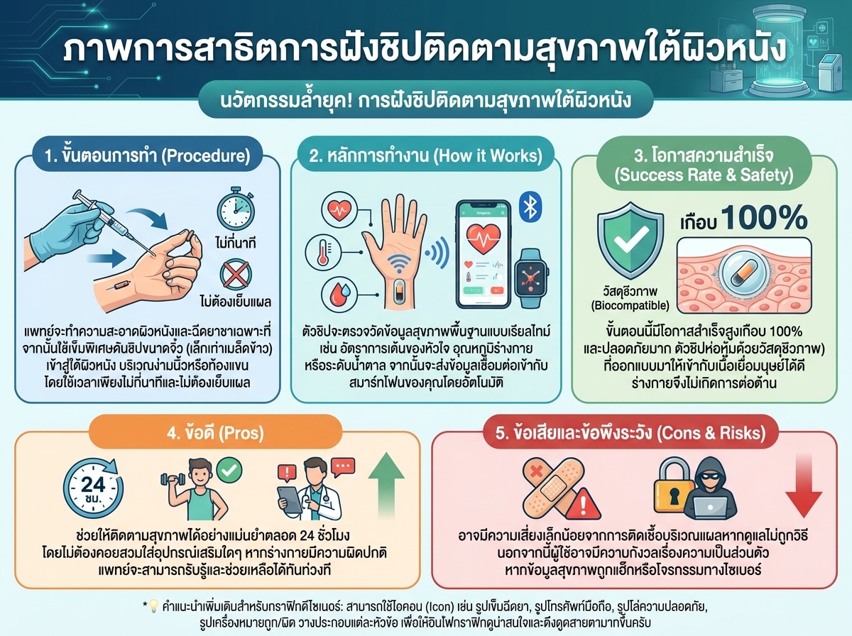ภาพการสาธิตการฝังชิปติดตามสุขภาพใต้ผิวหนัง