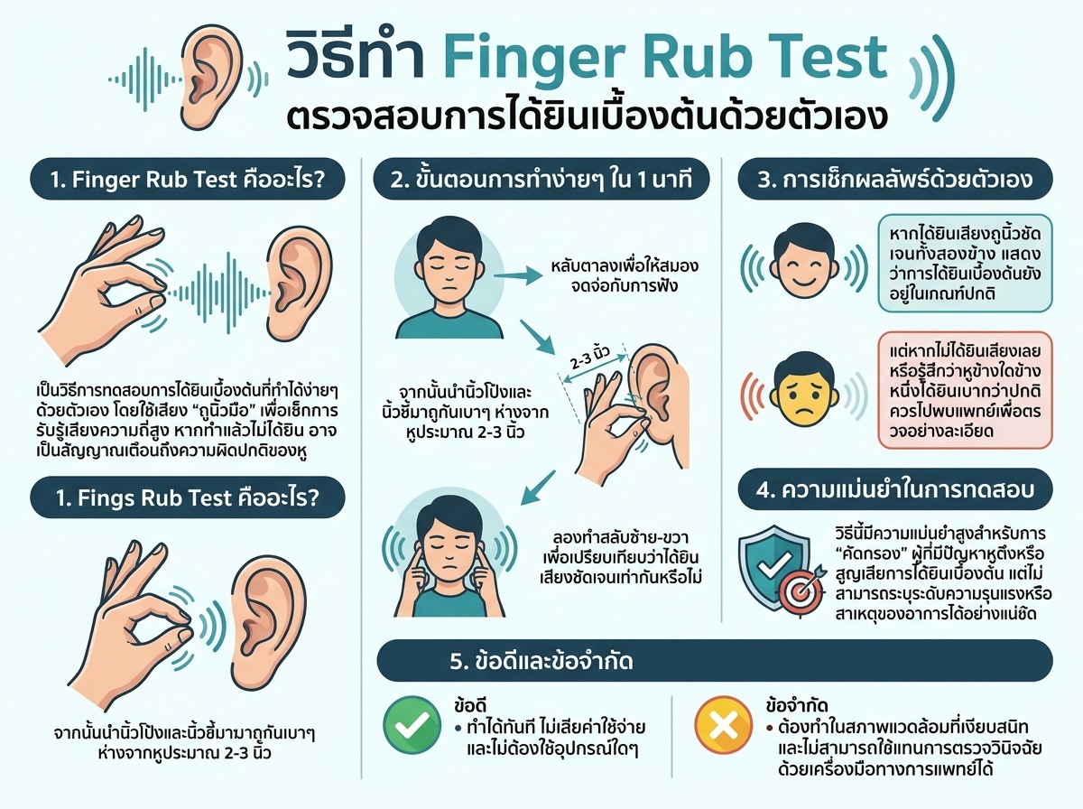วิธีทำ Finger Rub Test ตรวจสอบการได้ยินเบื้องต้นด้วยตัวเอง