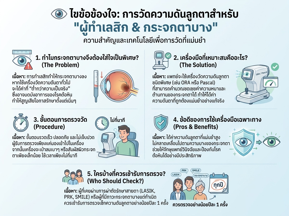 เครื่องมือวัดความดันลูกตาสำหรับผู้ทำเลสิก กระจกตาบาง