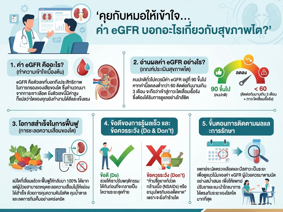 ผู้ป่วยกำลังปรึกษาแพทย์เรื่องค่า eGFR และสุขภาพไต
