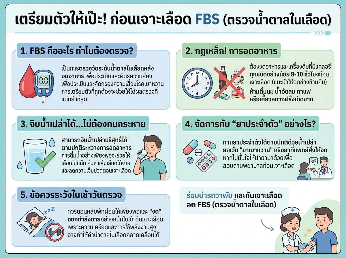 ผู้ป่วยเตรียมตัวเจาะเลือด FBS และอดอาหารอย่างถูกต้อง