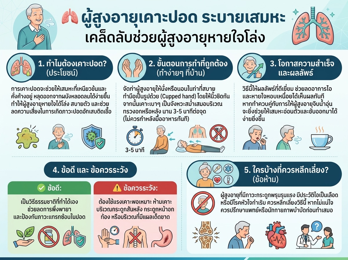 ผู้สูงอายุเคาะปอด ระบายเสมหะ