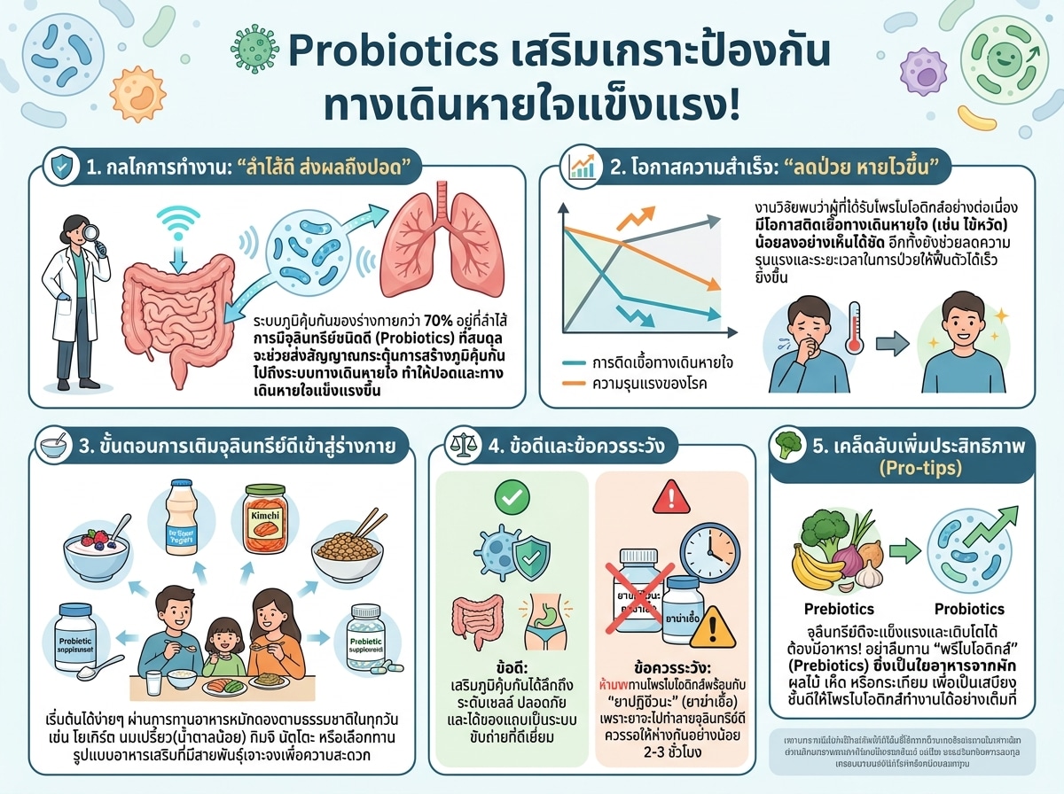 Probiotics เสริมภูมิคุ้มกันทางเดินหายใจ