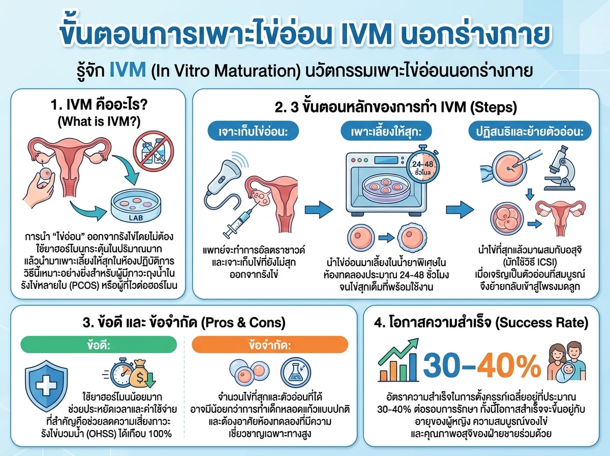 ขั้นตอนการเพาะไข่อ่อน IVM นอกร่างกาย