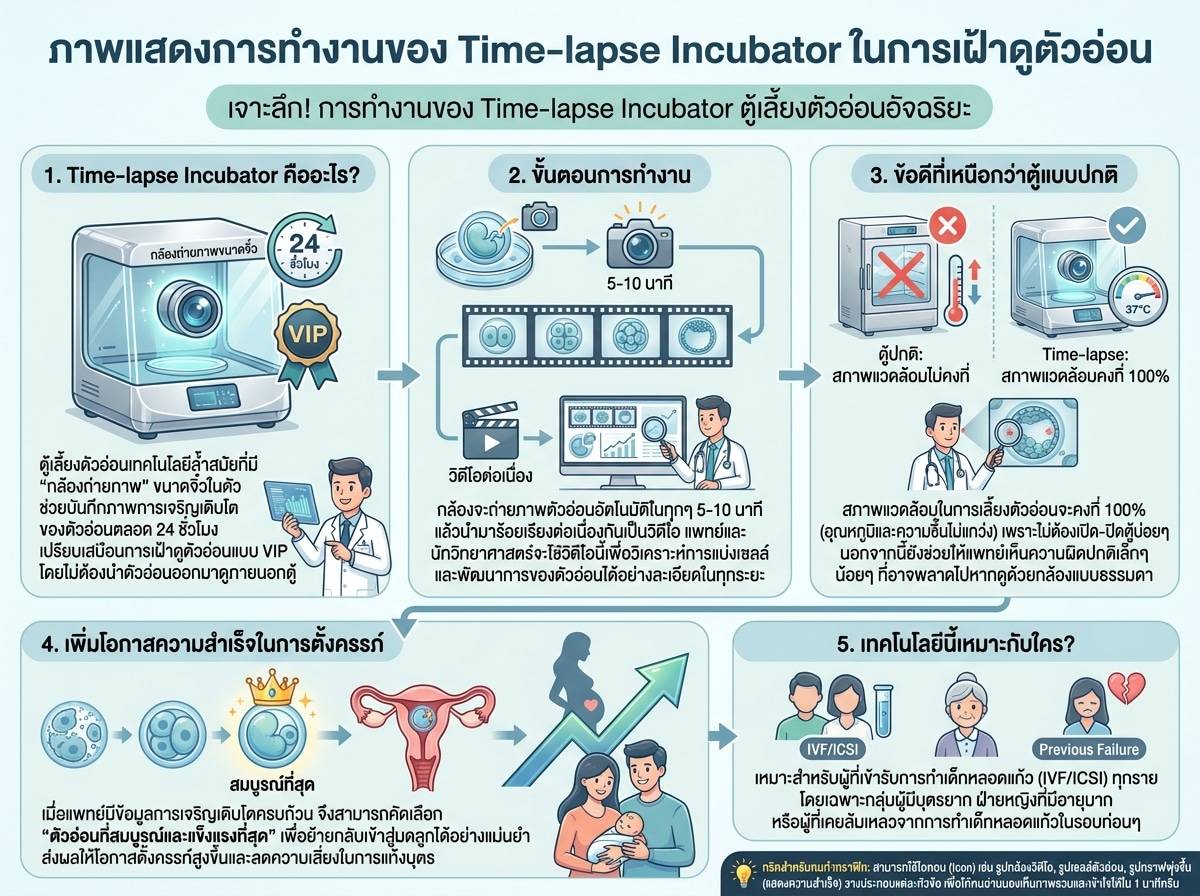 ภาพแสดงการทำงานของ Time-lapse Incubator ในการเฝ้าดูตัวอ่อน