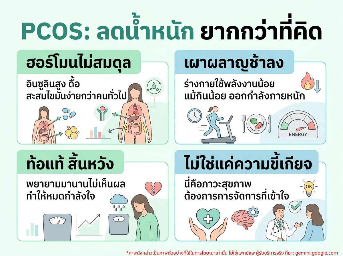 ผู้หญิงที่มีภาวะ PCOS กำลังพยายามลดน้ำหนักและรู้สึกท้อแท้