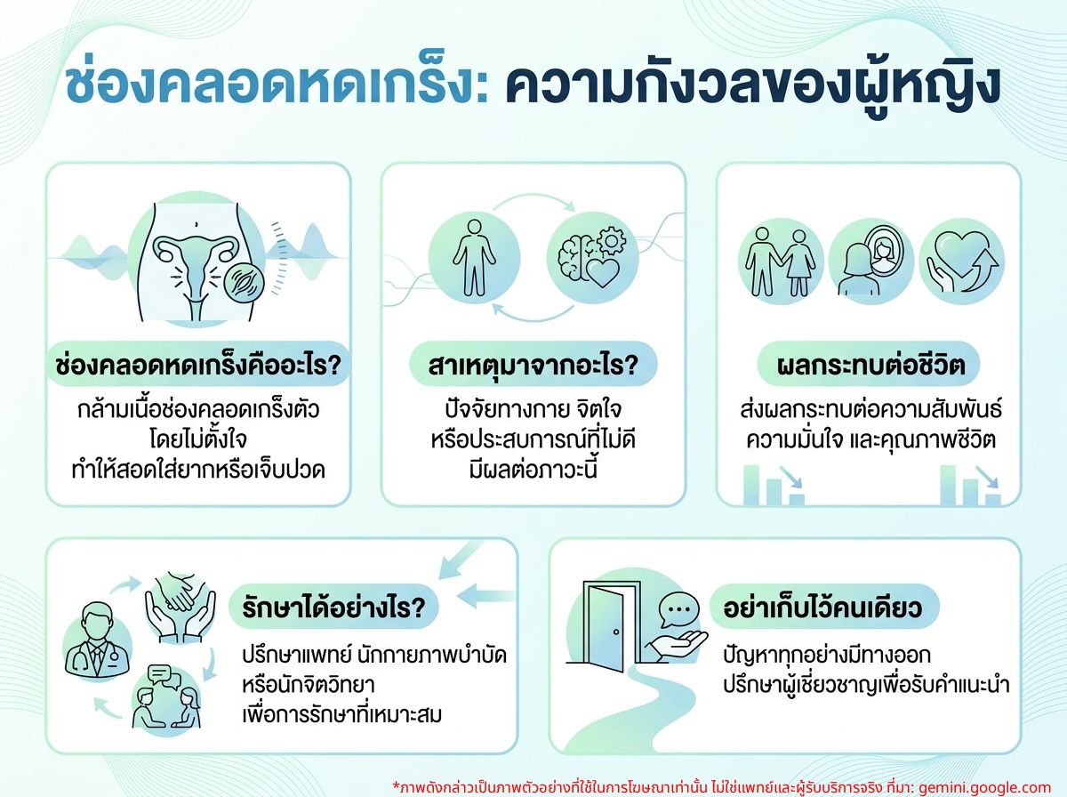 ผู้หญิงกำลังคิดถึงปัญหาช่องคลอดหดเกร็ง